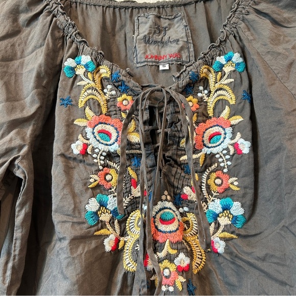 Johnny Was 3J Workshop Women’s Grey Cotton Embroidered Tunic Blouse - Small - Picture 2 of 6
